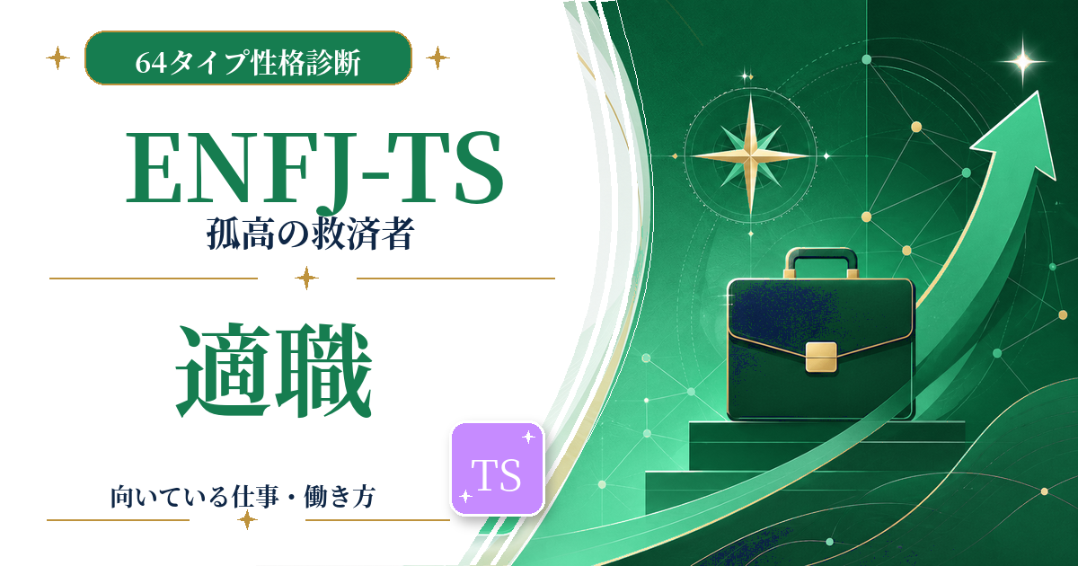 ENFJ-TS（孤高の救済者）の適職と向いている仕事を紹介する64タイプ性格診断のアイキャッチ画像
