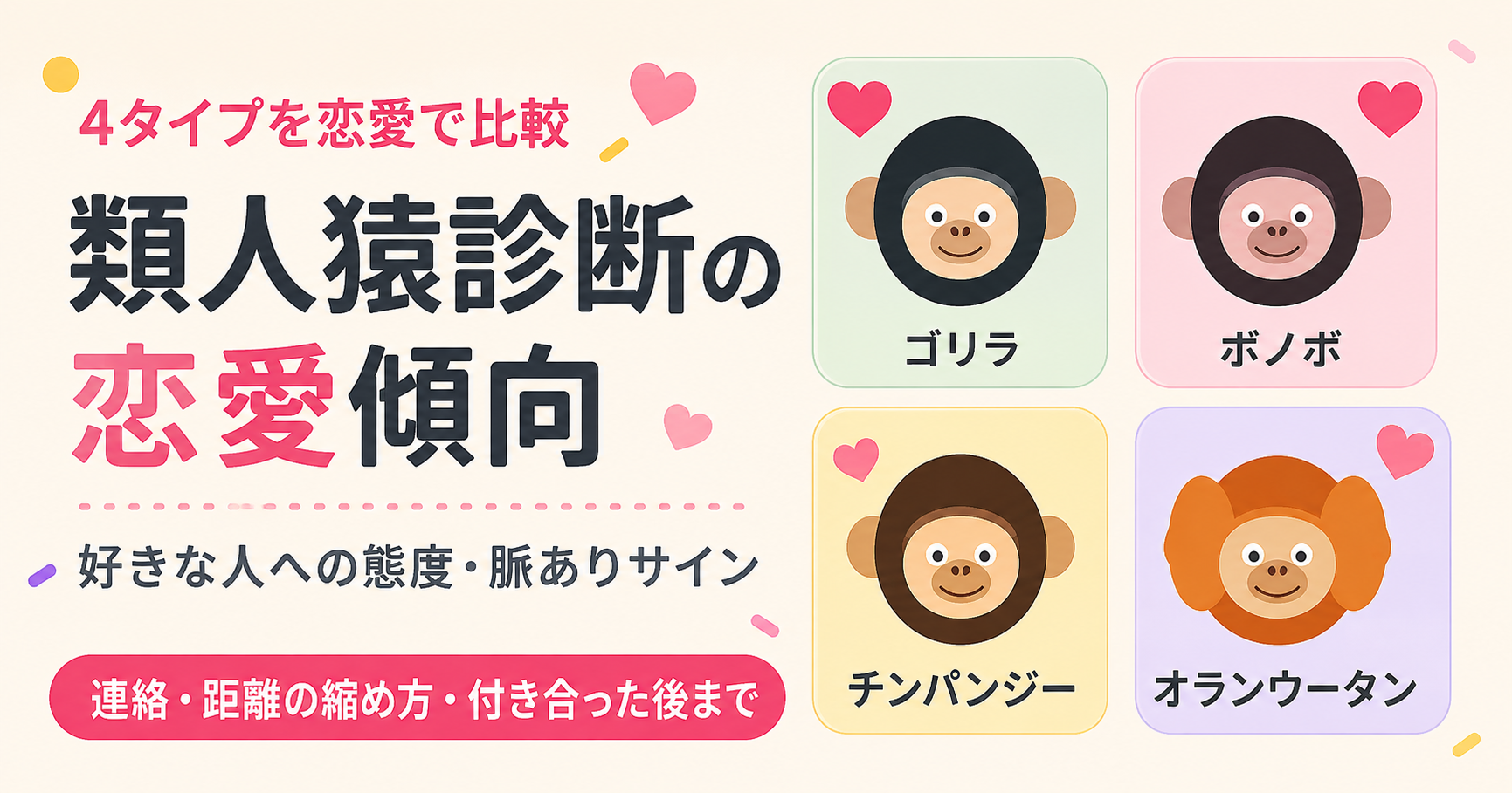類人猿診断の恋愛傾向の記事アイキャッチ画像