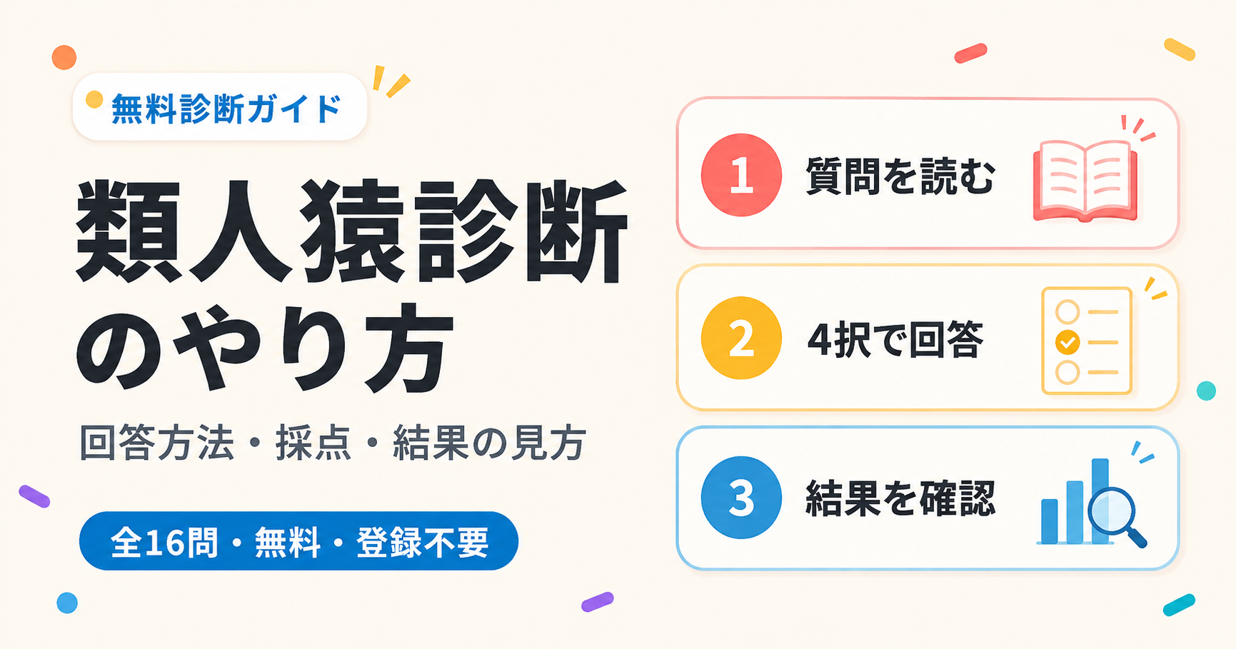 類人猿診断のやり方｜無料で診断する方法・4タイプの結果の見方を解説 のアイキャッチ画像