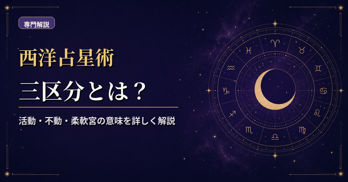 活動宮・不動宮・柔軟宮の三区分と12サインの組み合わせを図解した西洋占星術解説のアイキャッチ