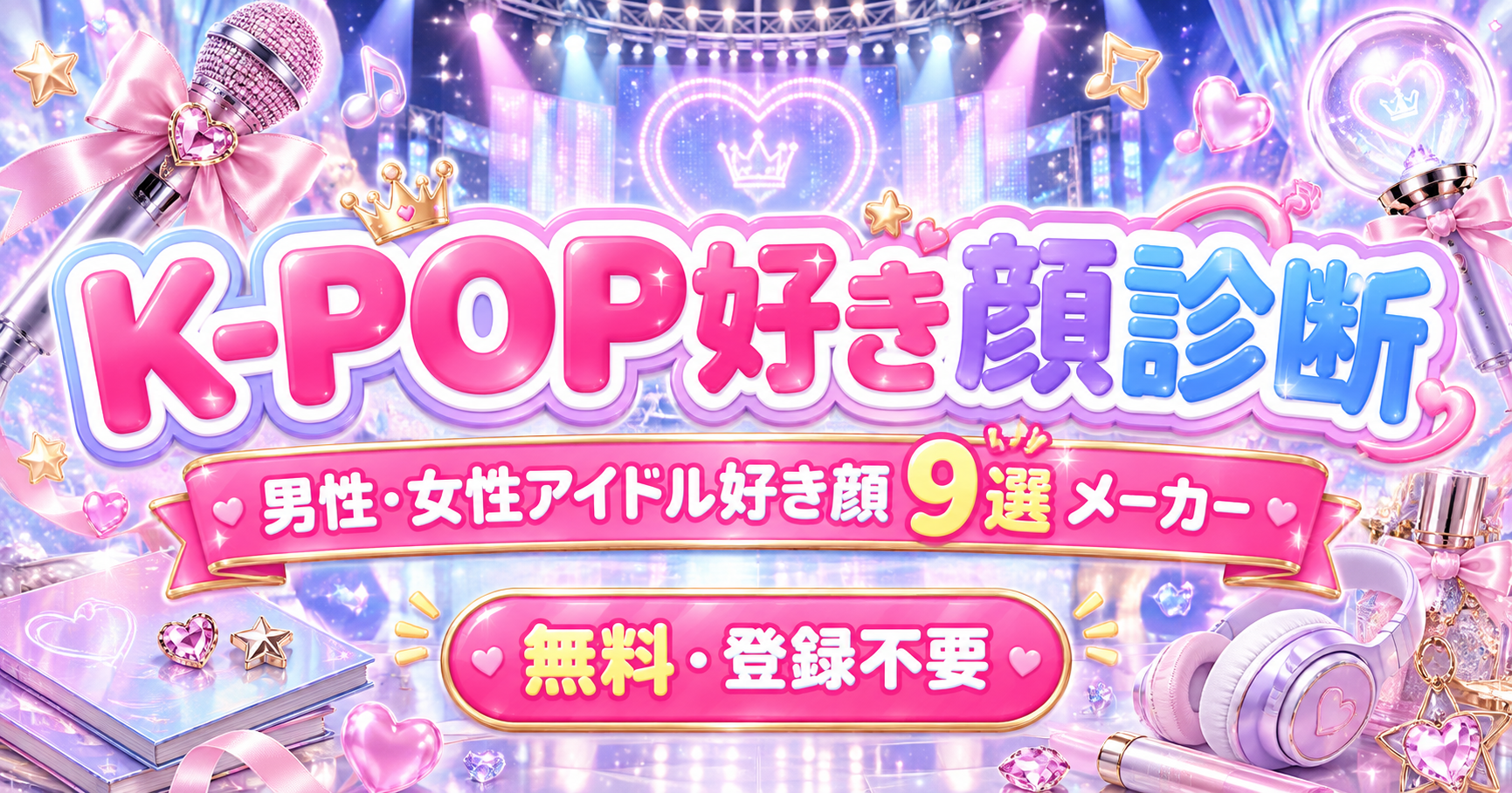 K-POP好き顔診断で男性・女性アイドルの好き顔9選を作る無料メーカー