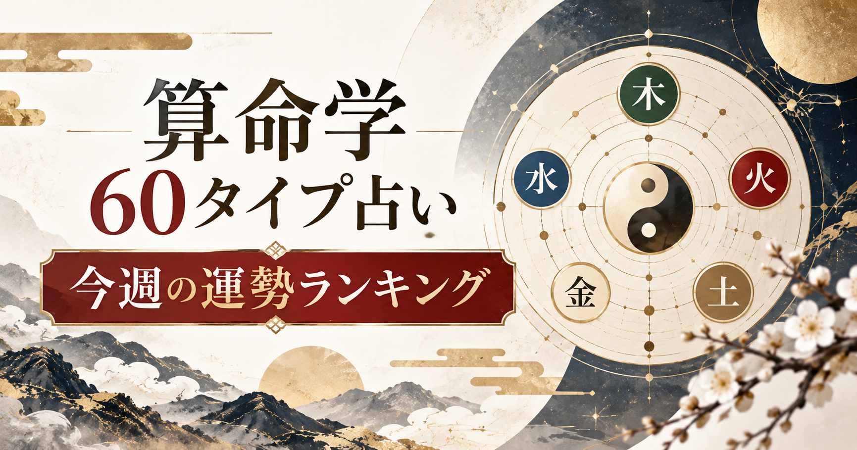 算命学60タイプキャラ診断の今週の占い・運勢ランキングを紹介するアイキャッチ画像