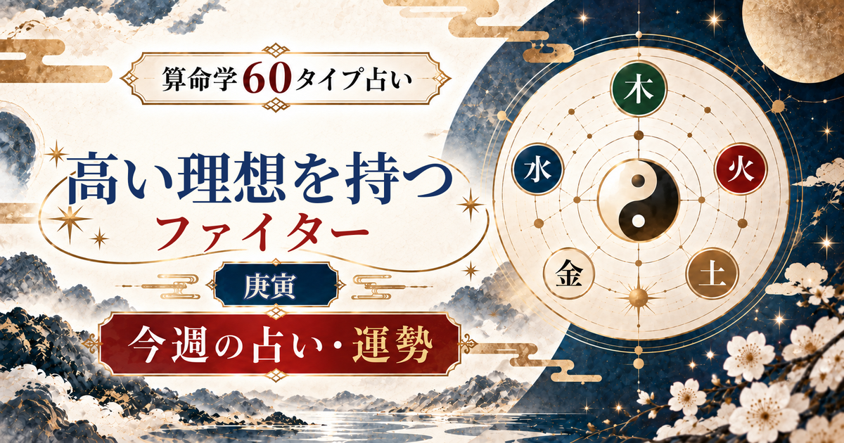 算命学60タイプの庚寅（高い理想を持つファイター）の今週の占い・運勢を紹介するアイキャッチ画像