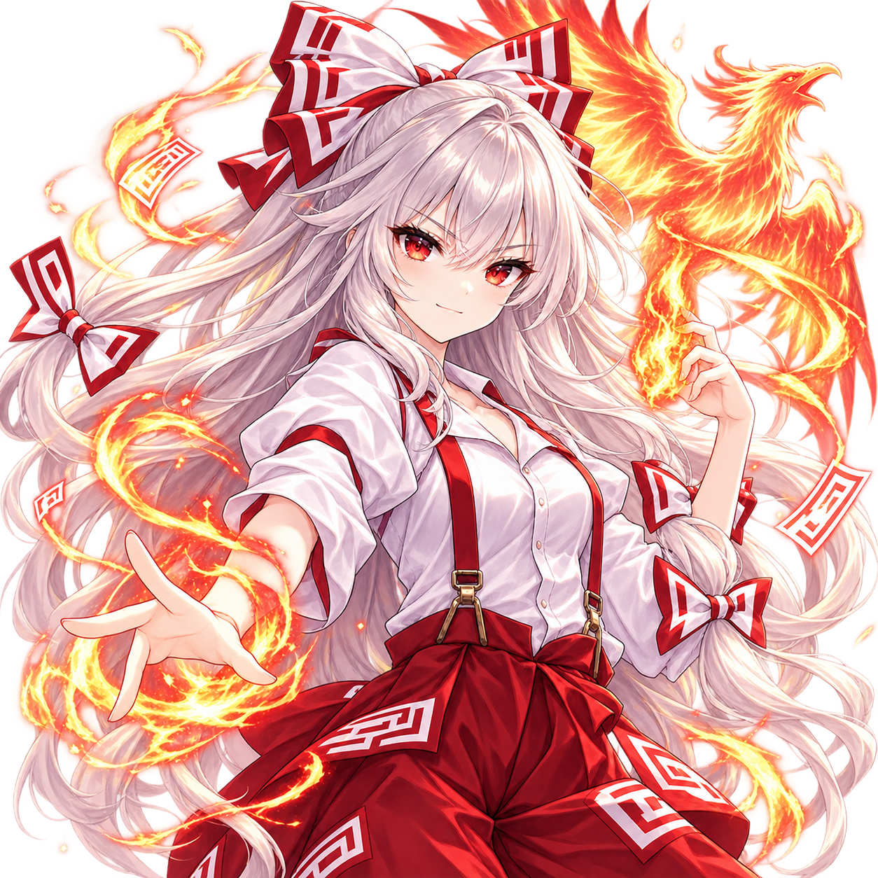 藤原妹紅をモチーフにした東方キャラ診断のオリジナル二次創作イラスト