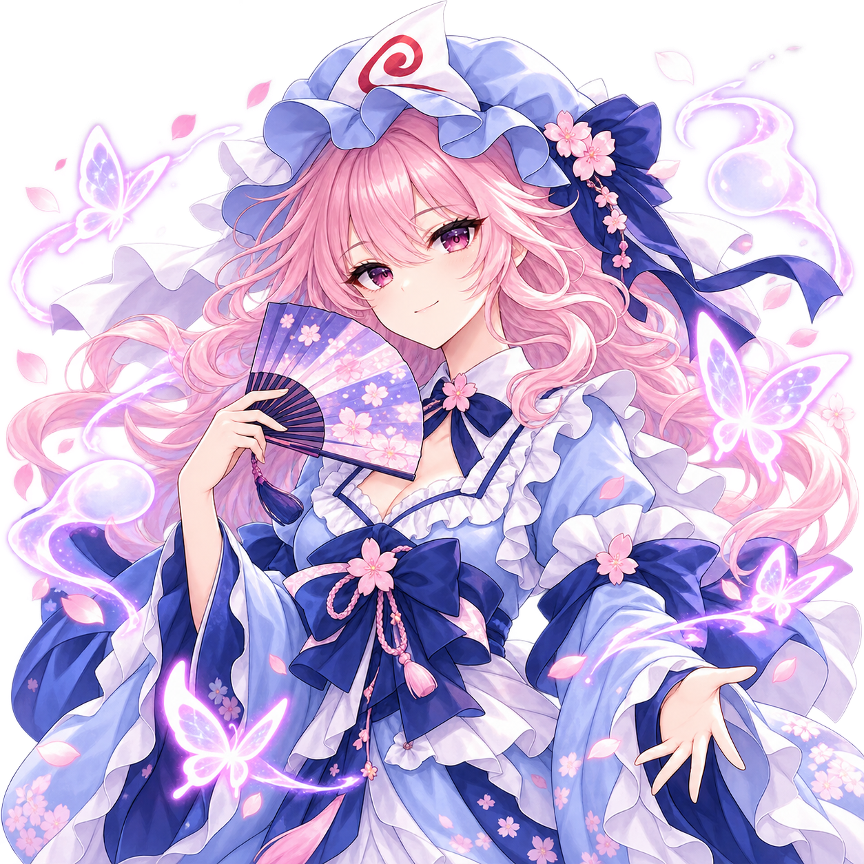 西行寺幽々子をモチーフにした東方キャラ診断のオリジナル二次創作イラスト