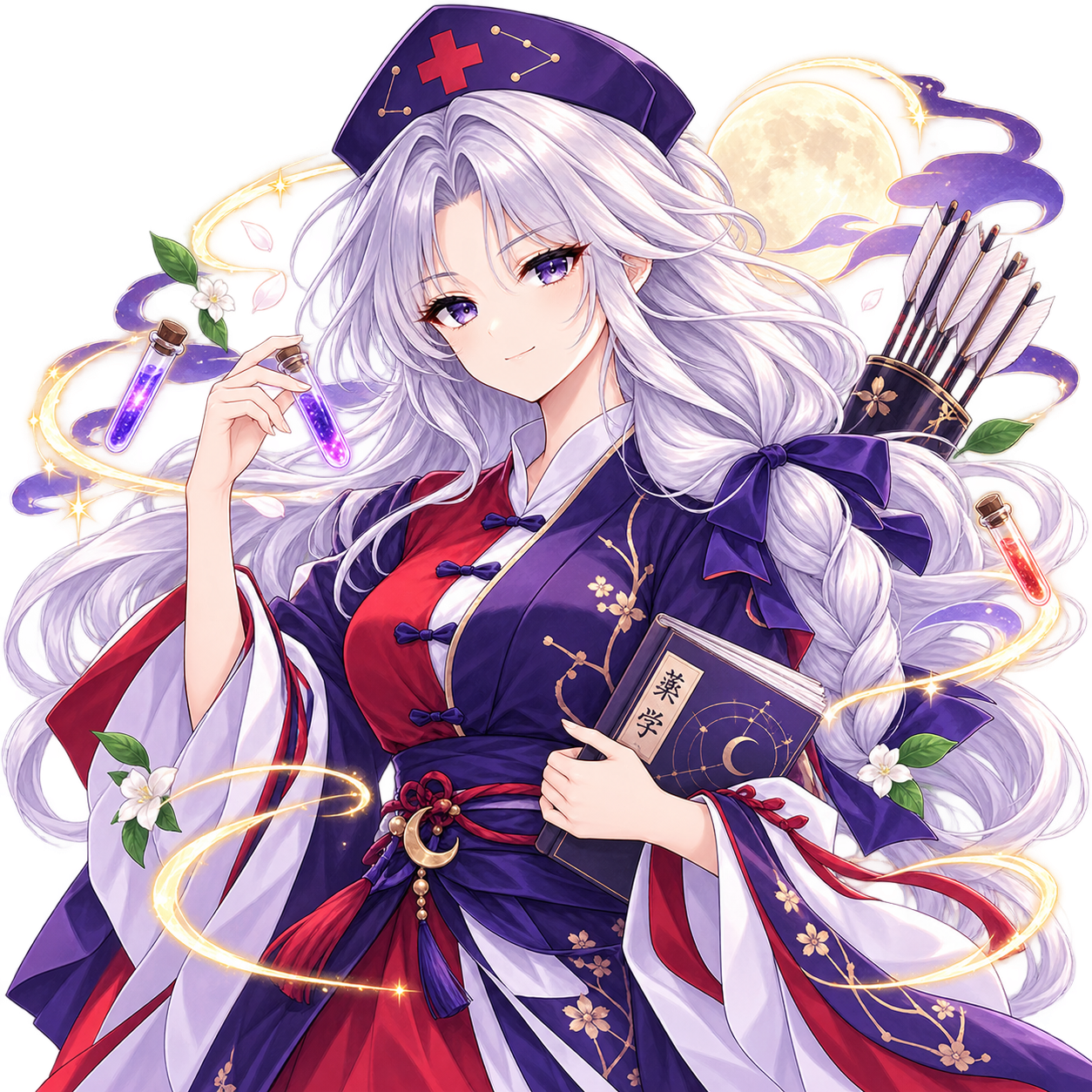 八意永琳をモチーフにした東方キャラ診断のオリジナル二次創作イラスト