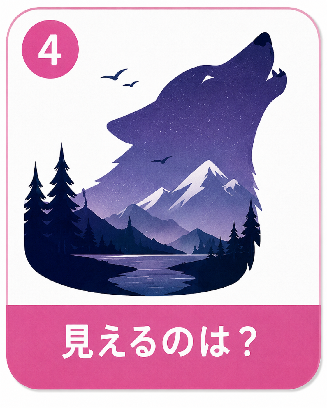 裏MBTI診断4問目の動物と自然の景色を組み合わせた説明用イメージ